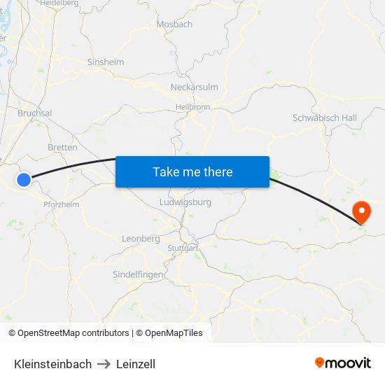 Kleinsteinbach to Leinzell map