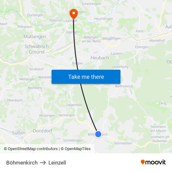 Böhmenkirch to Leinzell map