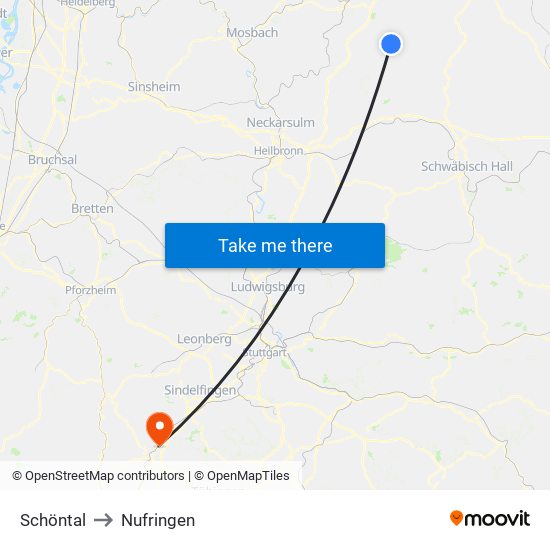 Schöntal to Nufringen map