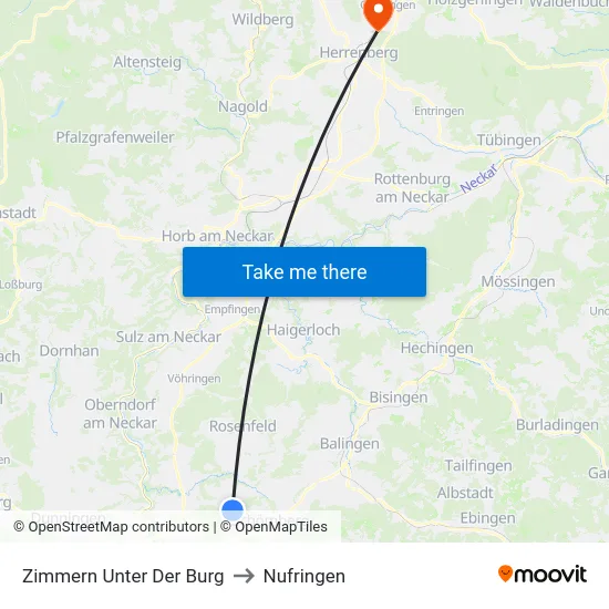Zimmern Unter Der Burg to Nufringen map