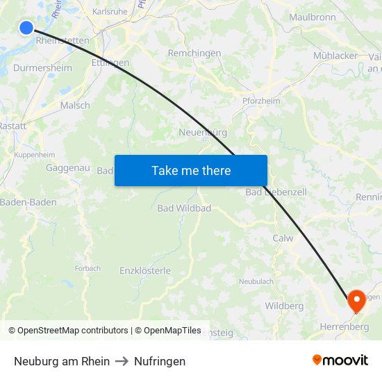 Neuburg am Rhein to Nufringen map