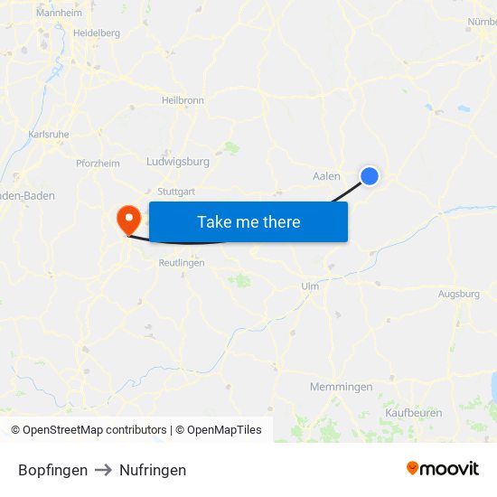 Bopfingen to Nufringen map