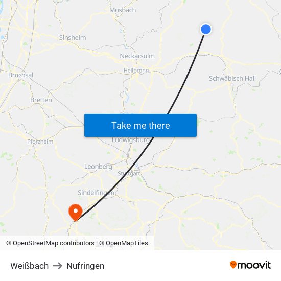 Weißbach to Nufringen map