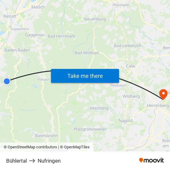 Bühlertal to Nufringen map