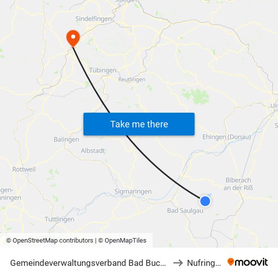 Gemeindeverwaltungsverband Bad Buchau to Nufringen map