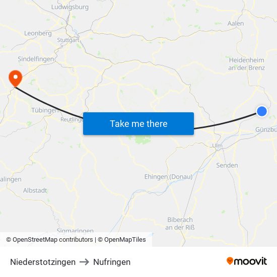 Niederstotzingen to Nufringen map