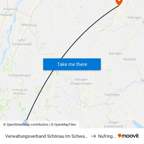 Verwaltungsverband Schönau Im Schwarzwald to Nufringen map