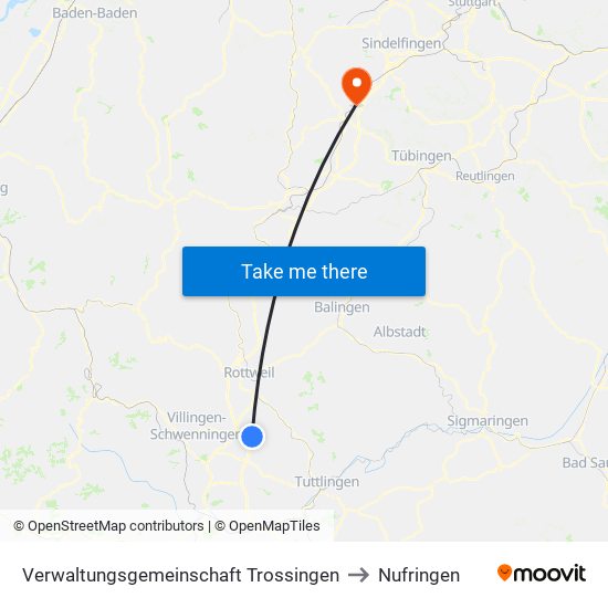 Verwaltungsgemeinschaft Trossingen to Nufringen map