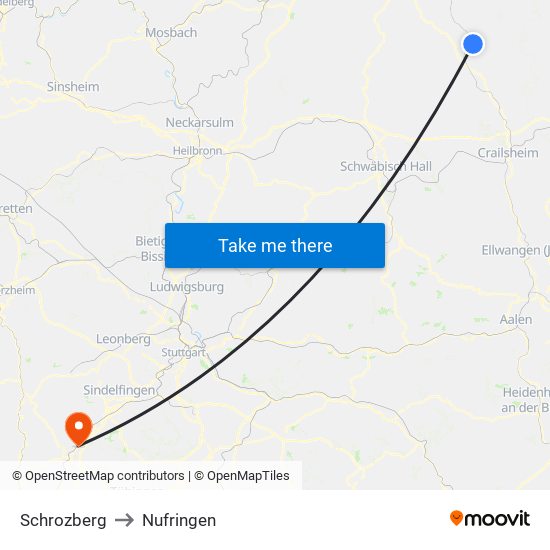 Schrozberg to Nufringen map