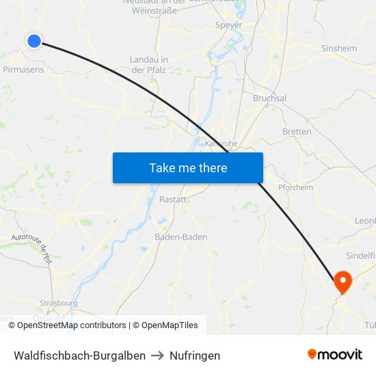 Waldfischbach-Burgalben to Nufringen map