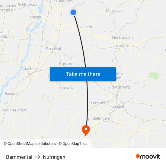 Bammental to Nufringen map