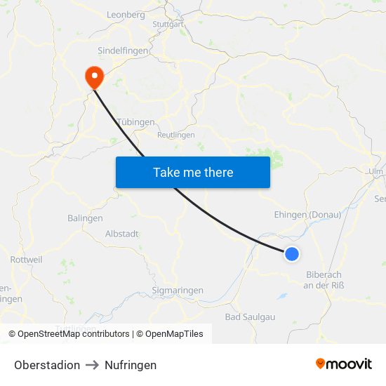 Oberstadion to Nufringen map