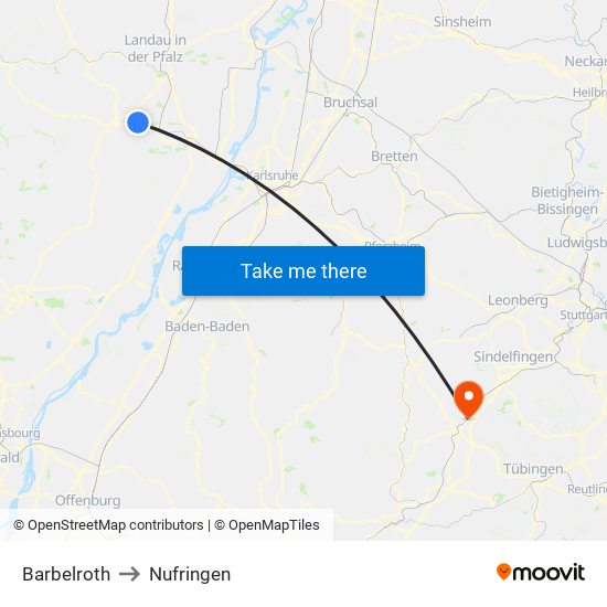 Barbelroth to Nufringen map