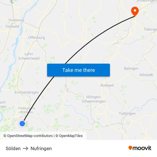 Sölden to Nufringen map