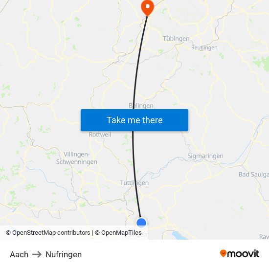 Aach to Nufringen map