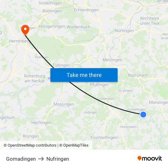 Gomadingen to Nufringen map