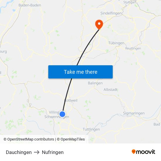 Dauchingen to Nufringen map