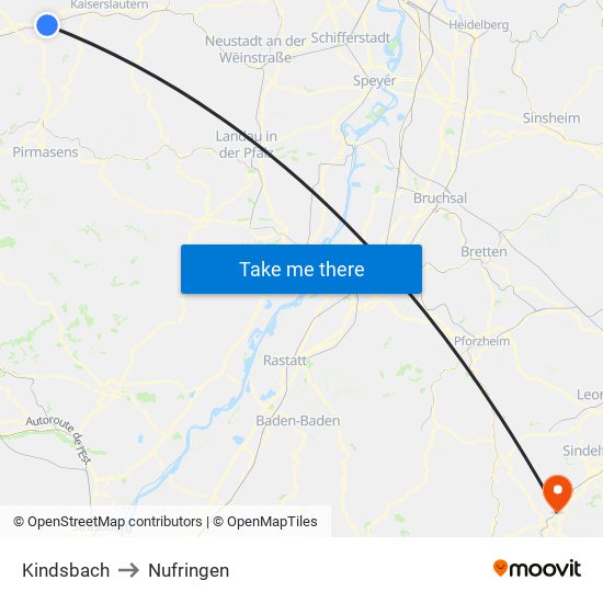 Kindsbach to Nufringen map