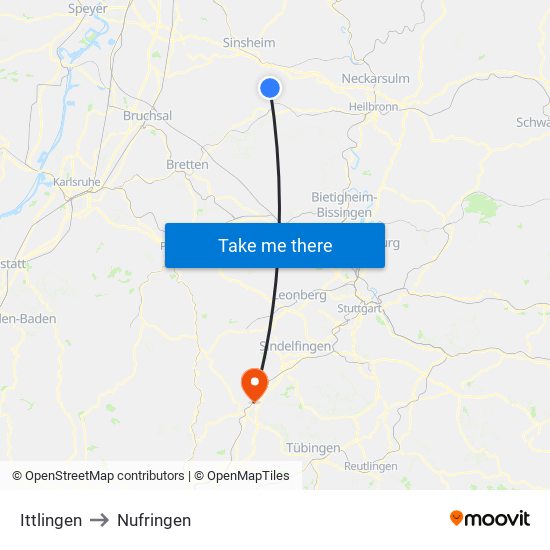 Ittlingen to Nufringen map