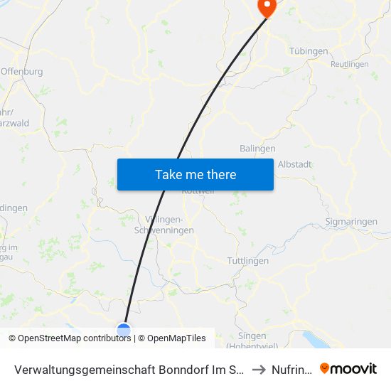 Verwaltungsgemeinschaft Bonndorf Im Schwarzwald to Nufringen map