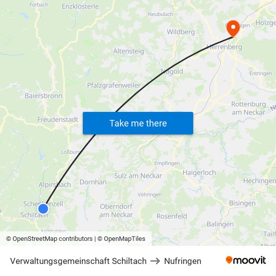 Verwaltungsgemeinschaft Schiltach to Nufringen map