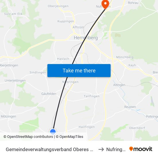 Gemeindeverwaltungsverband Oberes Gäu to Nufringen map