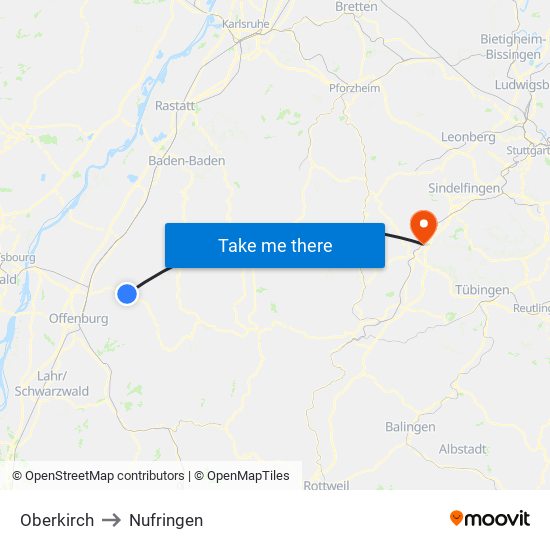 Oberkirch to Nufringen map