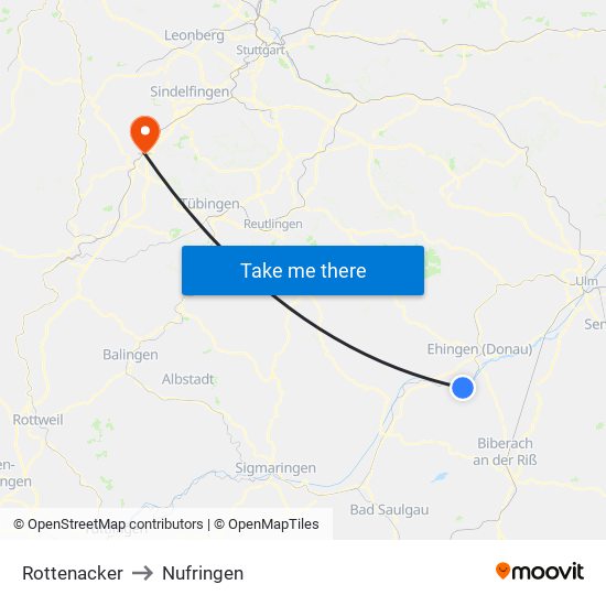 Rottenacker to Nufringen map