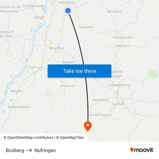 Boxberg to Nufringen map