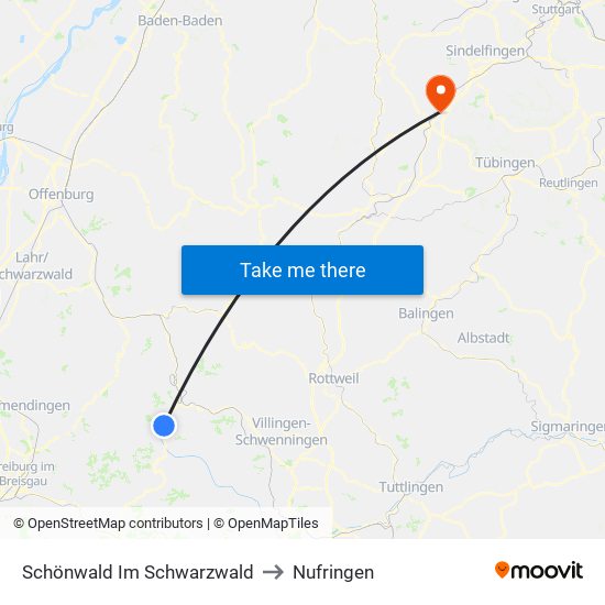 Schönwald Im Schwarzwald to Nufringen map
