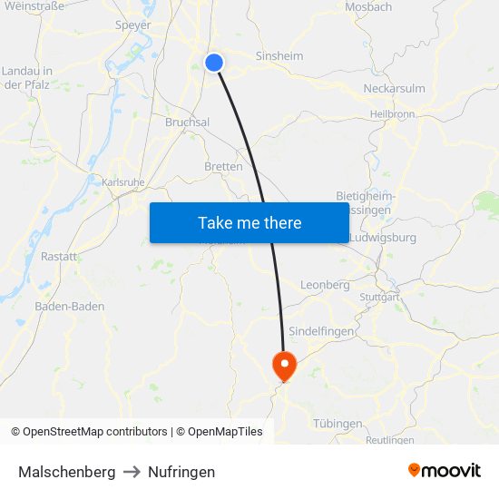 Malschenberg to Nufringen map