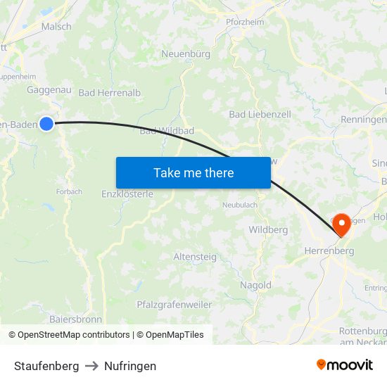 Staufenberg to Nufringen map