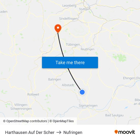 Harthausen Auf Der Scher to Nufringen map