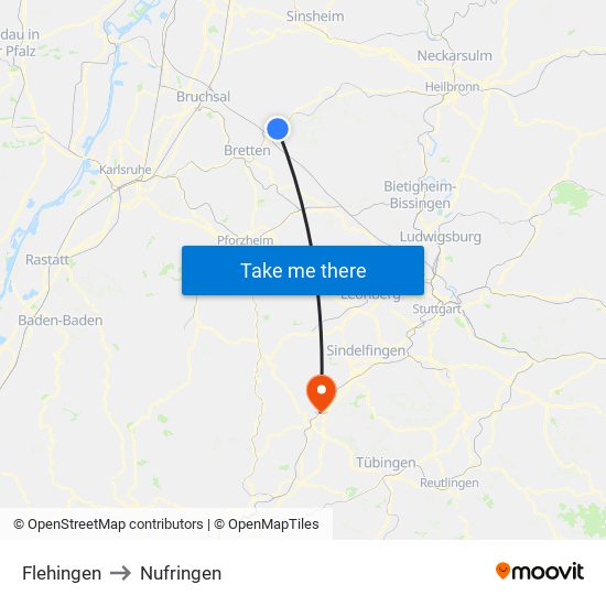 Flehingen to Nufringen map