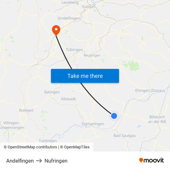 Andelfingen to Nufringen map