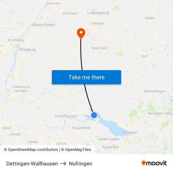 Dettingen-Wallhausen to Nufringen map