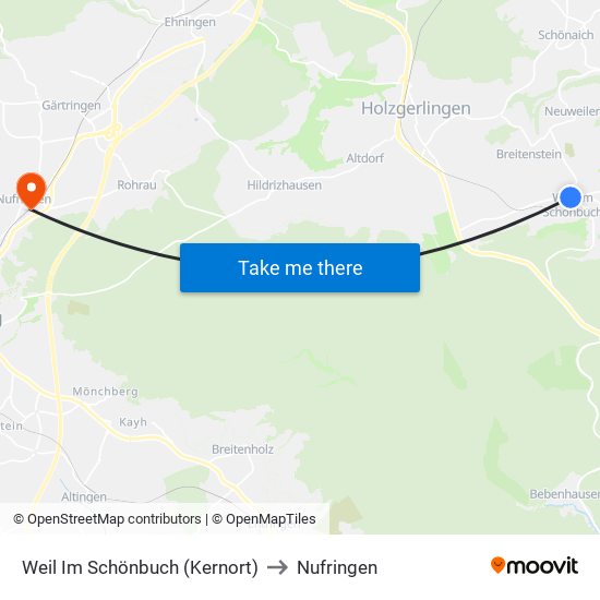 Weil Im Schönbuch (Kernort) to Nufringen map