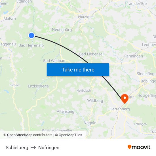 Schielberg to Nufringen map