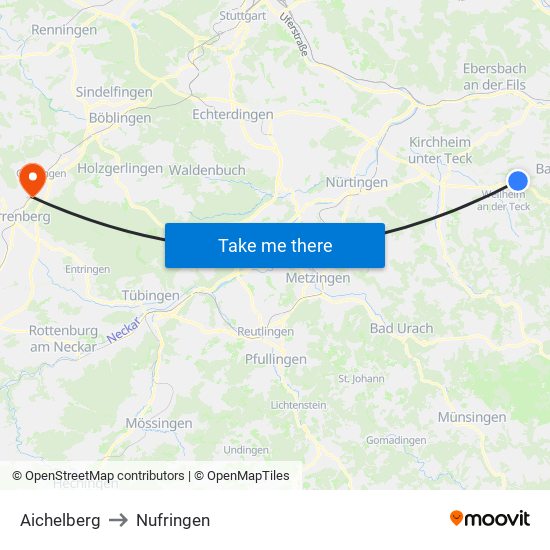 Aichelberg to Nufringen map