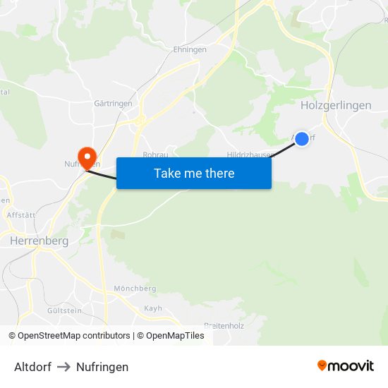 Altdorf to Nufringen map
