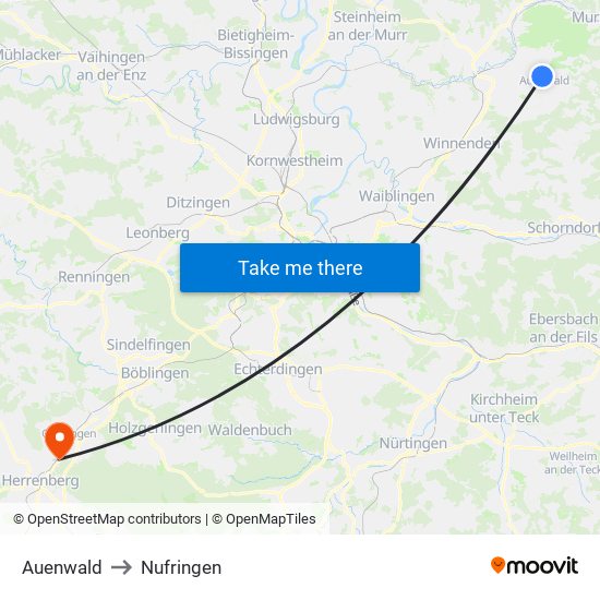 Auenwald to Nufringen map