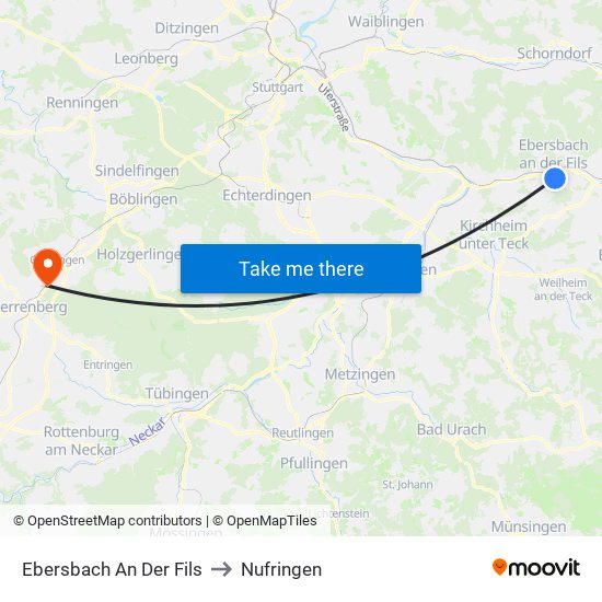 Ebersbach An Der Fils to Nufringen map