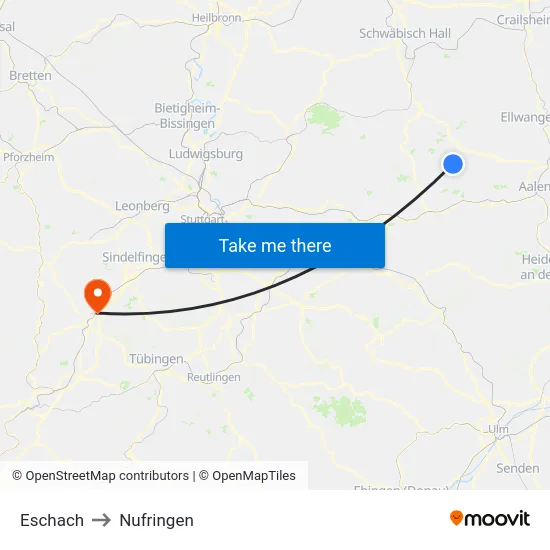 Eschach to Nufringen map