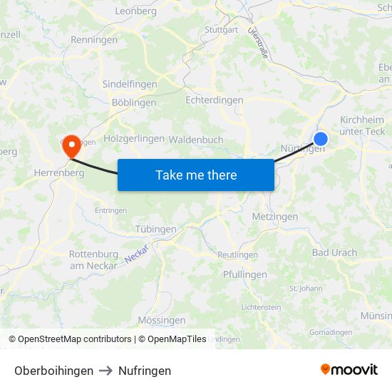 Oberboihingen to Nufringen map