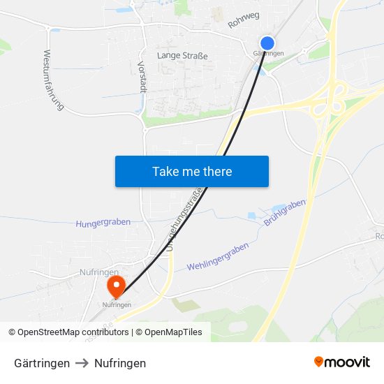 Gärtringen to Nufringen map