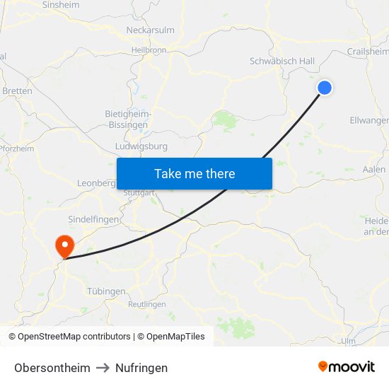 Obersontheim to Nufringen map