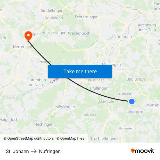 St. Johann to Nufringen map