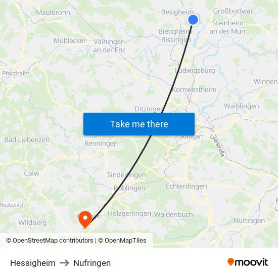 Hessigheim to Nufringen map