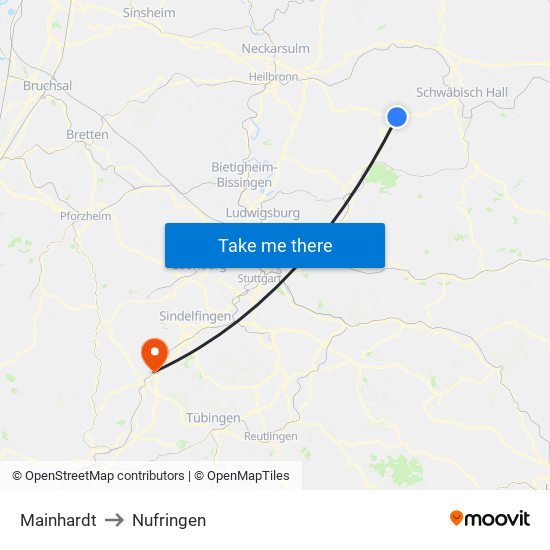 Mainhardt to Nufringen map