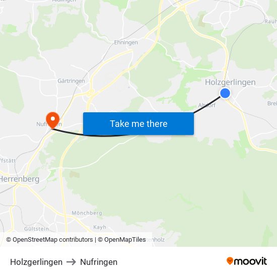 Holzgerlingen to Nufringen map